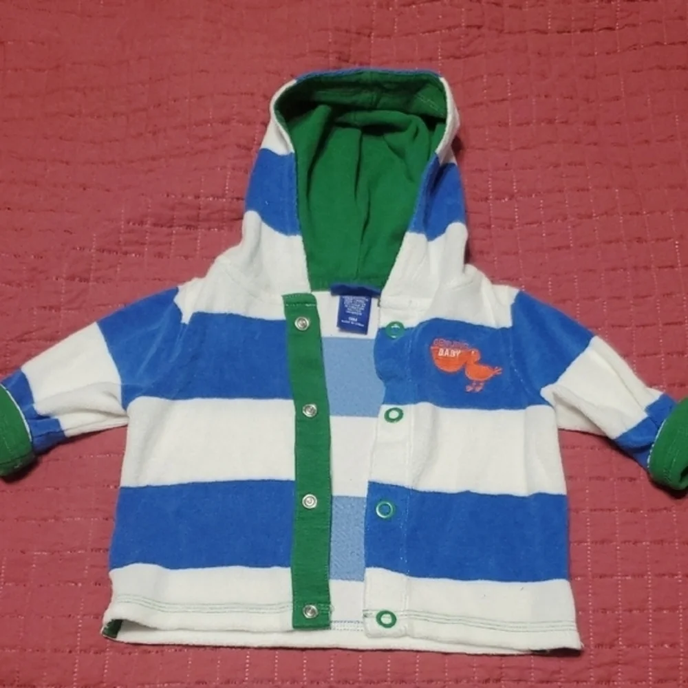 🐻 OshKosh B'gosh Blue and Green Striped Hoodie